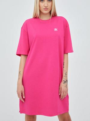 Bavlněné šaty adidas Originals Adicolor růžová barva, mini, oversize