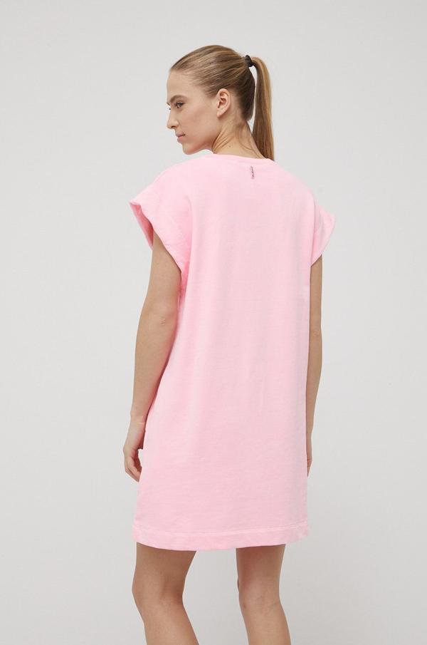 Bavlněné šaty Deha růžová barva, mini, jednoduchý