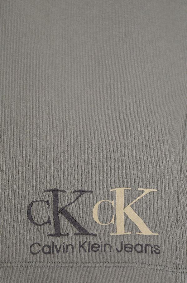 Dětské kraťasy Calvin Klein Jeans šedá barva, s aplikací, nastavitelný pas