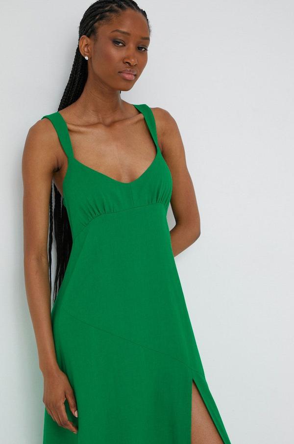 Šaty Answear Lab x limitovaná festivalová kolekce BE BRAVE zelená barva, midi