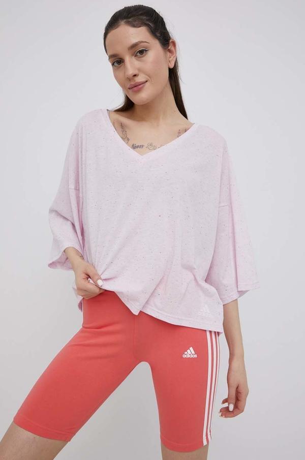 Tričko s dlouhým rukávem adidas Performance HE4171 dámský, růžová barva