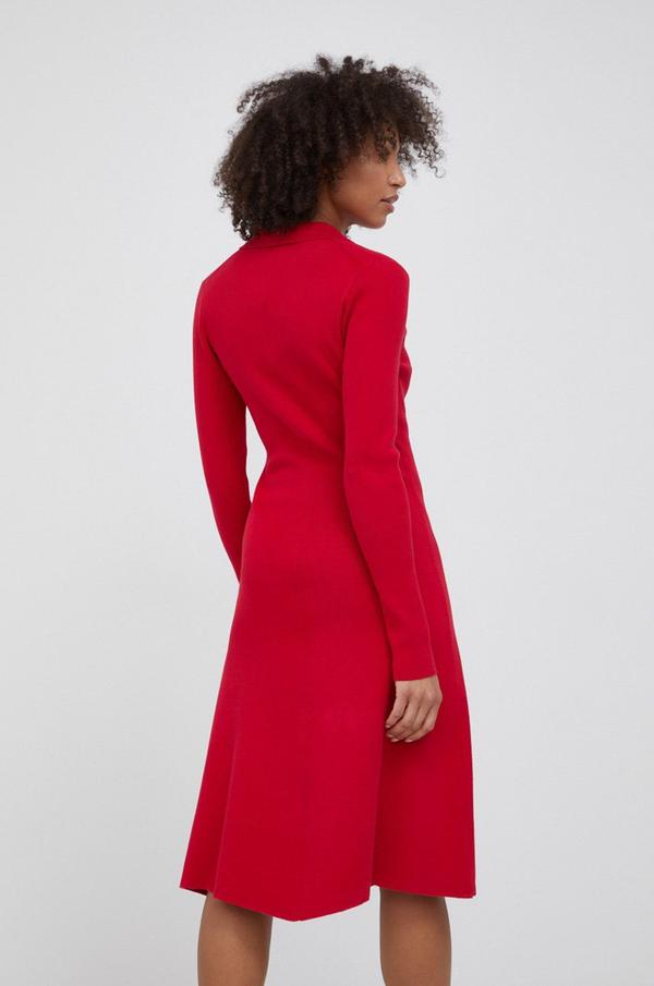 Šaty Tommy Hilfiger červená barva, mini, áčková