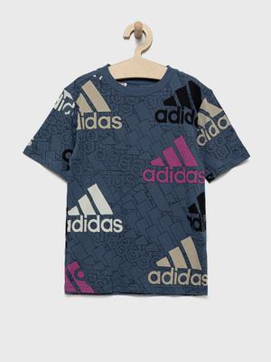 Dětské bavlněné tričko adidas Performance tmavomodrá barva