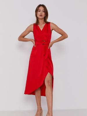 Šaty Sisley červená barva, midi, áčkové