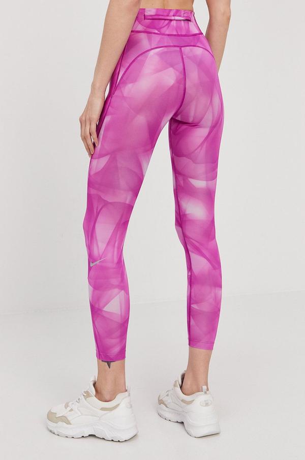 Legíny Nike dámské, růžová barva, vzorované