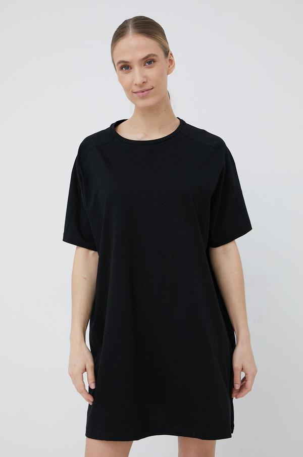 Bavlněné šaty Outhorn černá barva, mini, oversize