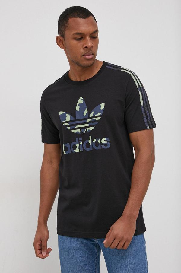 Bavlněné tričko adidas Originals HF4888 černá barva, s potiskem