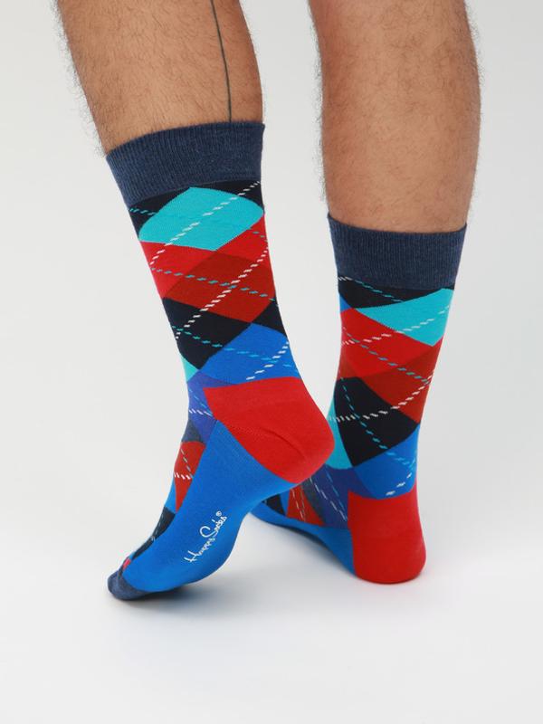 Happy Socks Argyle Ponožky Modrá