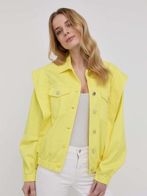 Džínová bunda Silvian Heach dámská, žlutá barva, přechodná, oversize