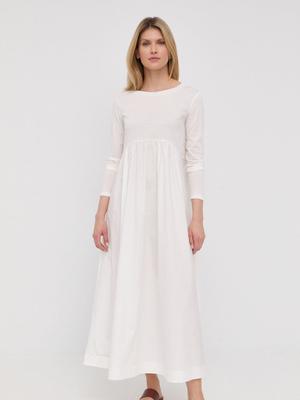 Bavlněné šaty Max Mara Leisure bílá barva, maxi, áčková