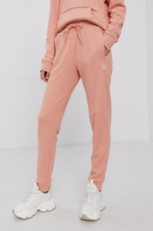 Kalhoty adidas Originals H37874 dámské, oranžová barva, hladké