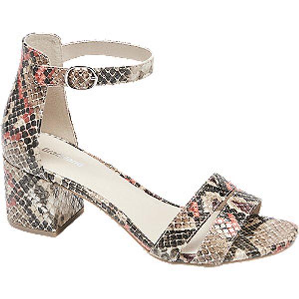 Béžové sandály na podpatku s hadím vzorem Graceland