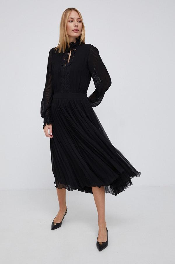 Šaty Polo Ralph Lauren černá barva, midi, áčkové