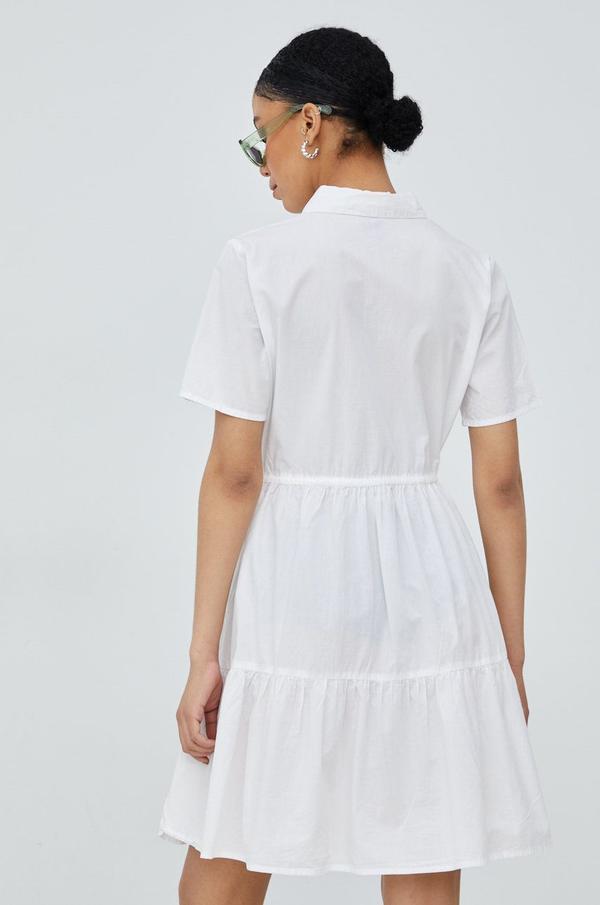 Bavlněné šaty Pieces bílá barva, mini