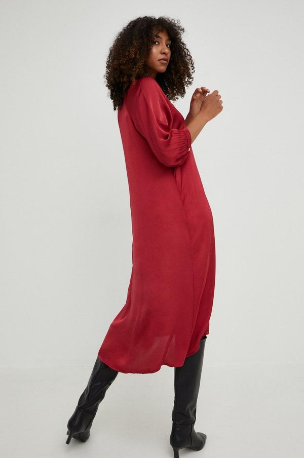 Šaty Answear Lab červená barva, midi, oversize