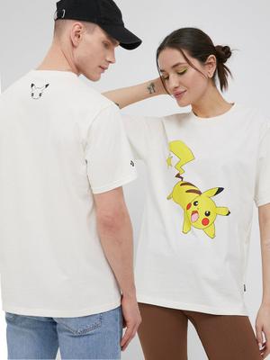 Bavlněné tričko Converse X Pokemon béžová barva, s potiskem