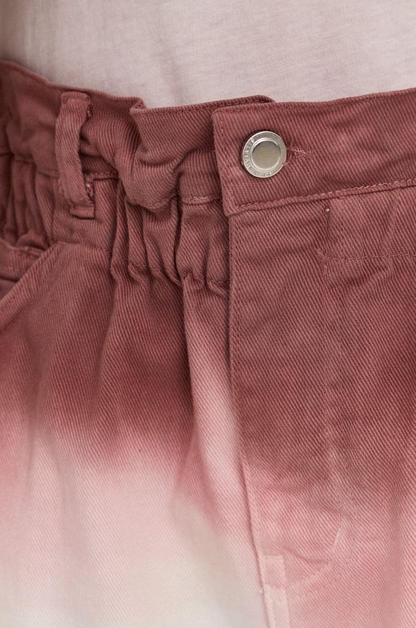 Džínové šortky Silvian Heach dámské, vínová barva, vzorované, high waist
