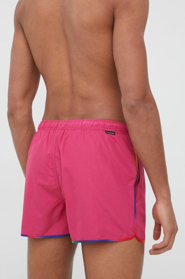 Plavkové šortky Calvin Klein růžová barva