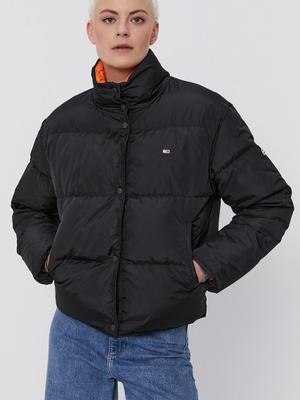 Péřová bunda Tommy Jeans dámská, černá barva, zimní