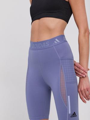 Kraťasy adidas Performance H08881 dámské, fialová barva, hladké, medium waist