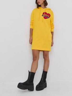 Šaty Love Moschino žlutá barva, mini, jednoduché