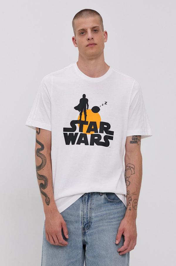 Bavlněné tričko adidas x Star Wars GS6223 bílá barva, s potiskem