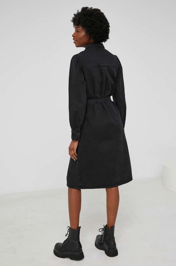 Džínové šaty Answear Lab černá barva, mini, jednoduchý