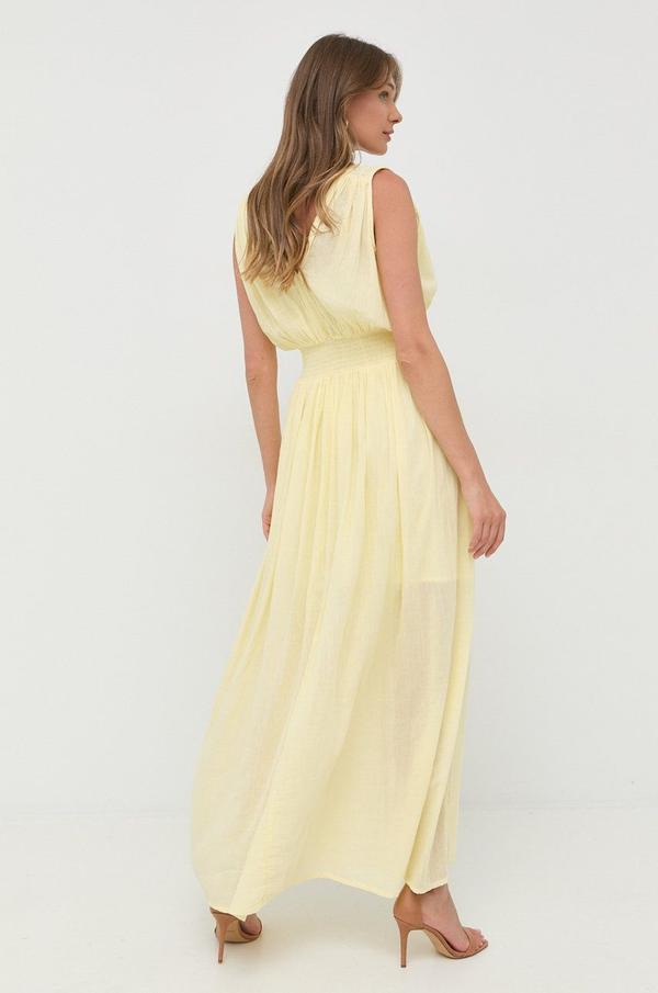 Bavlněné šaty Morgan žlutá barva, maxi