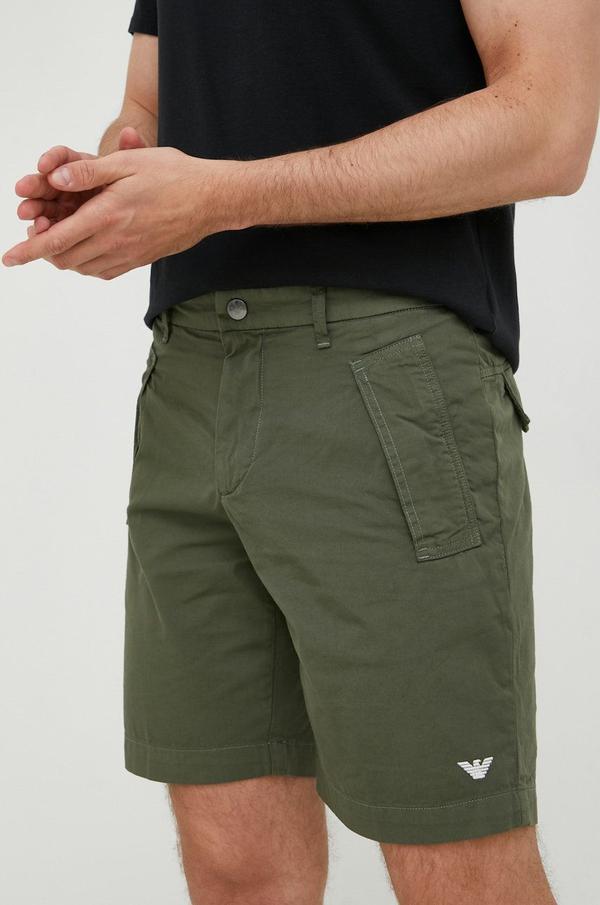 Bavlněné šortky Emporio Armani Underwear pánské, zelená barva