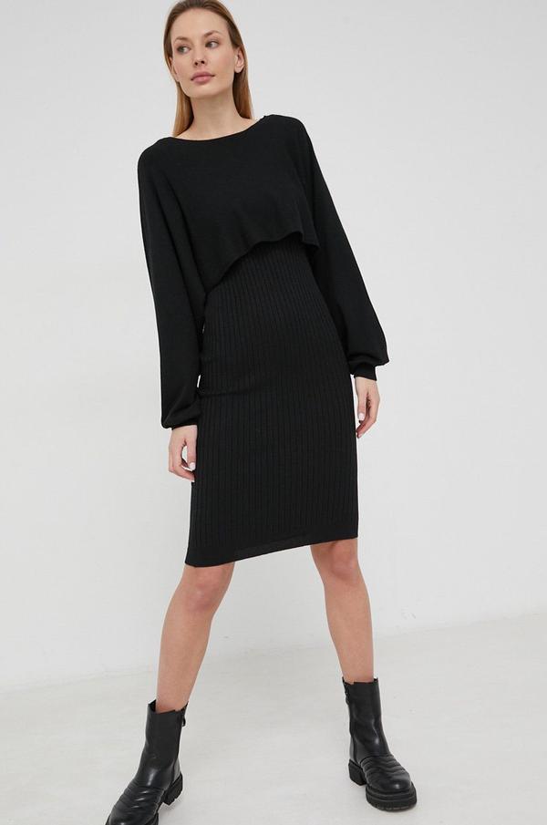 Šaty a svetr Answear Lab černá barva, mini, přiléhavé