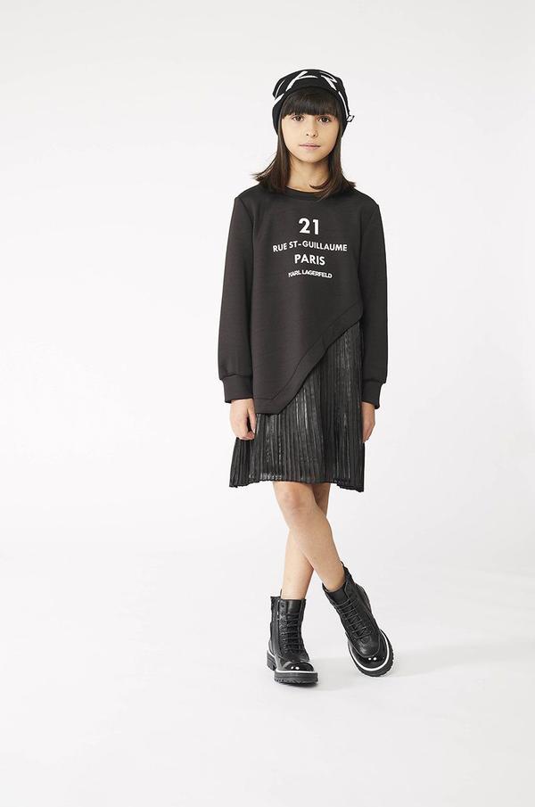 Dívčí šaty Karl Lagerfeld černá barva, mini, jednoduché