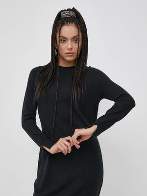 Vlněné šaty Superdry černá barva, mini, jednoduché