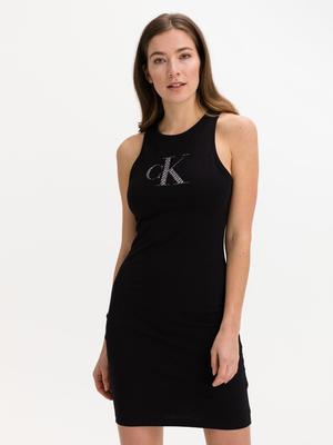 Calvin Klein Logo Bodycon Šaty Černá