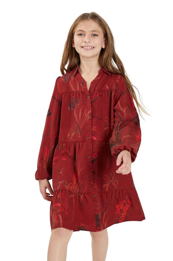 Dívčí šaty Desigual červená barva, mini, áčkové