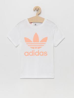 Dětské bavlněné tričko adidas Originals H35618 bílá barva