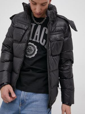 Péřová bunda Superdry černá barva, zimní