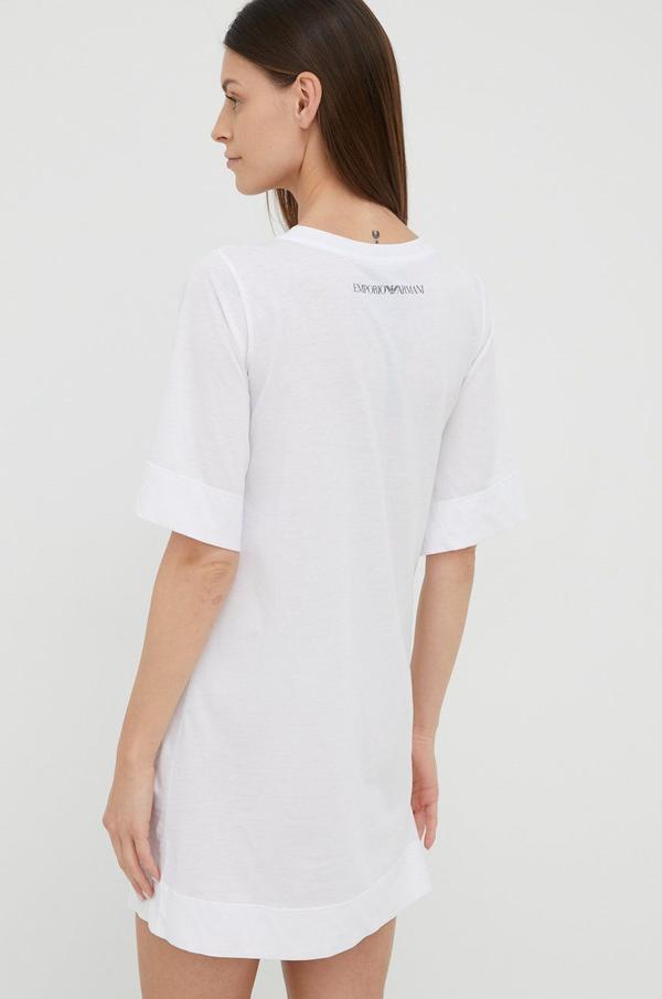 Bavlněné šaty Emporio Armani Underwear bílá barva, mini, oversize