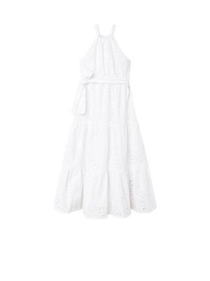 Dětské bavlněné šaty Michael Kors bílá barva, midi, áčková
