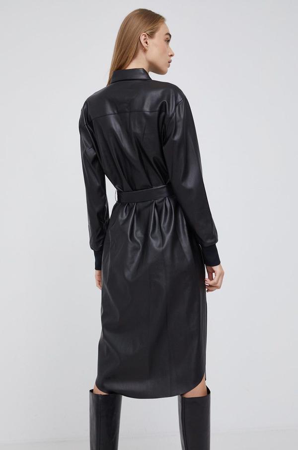 Šaty Dkny černá barva, midi, oversize