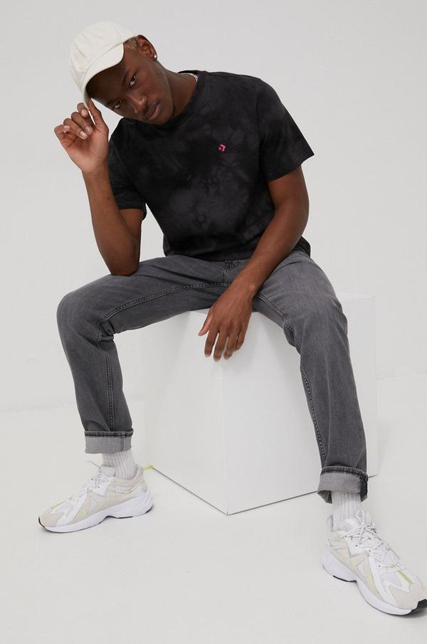 Bavlněné tričko Converse černá barva, vzorovaný