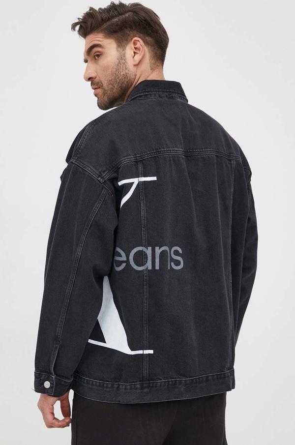 Džínová bunda Calvin Klein Jeans pánská, černá barva, přechodná, oversize