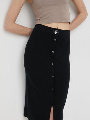 Sukně Calvin Klein Jeans černá barva, midi