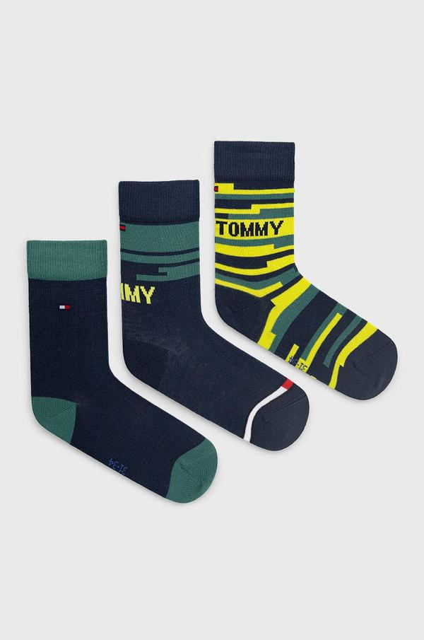 Dětské ponožky Tommy Hilfiger (3-pack) zelená barva
