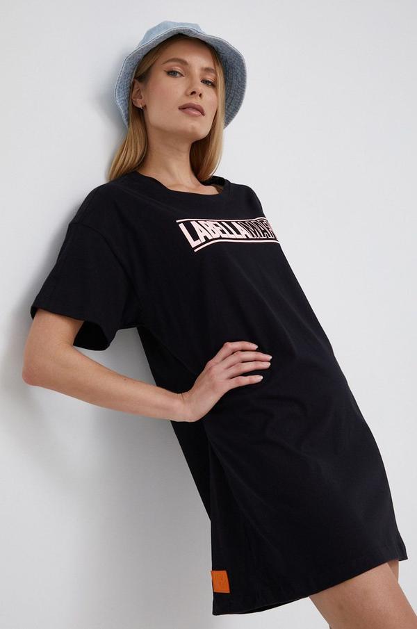 Bavlněné šaty LaBellaMafia černá barva, mini, oversize