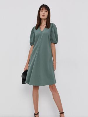 Šaty Pieces zelená barva, mini, áčkové
