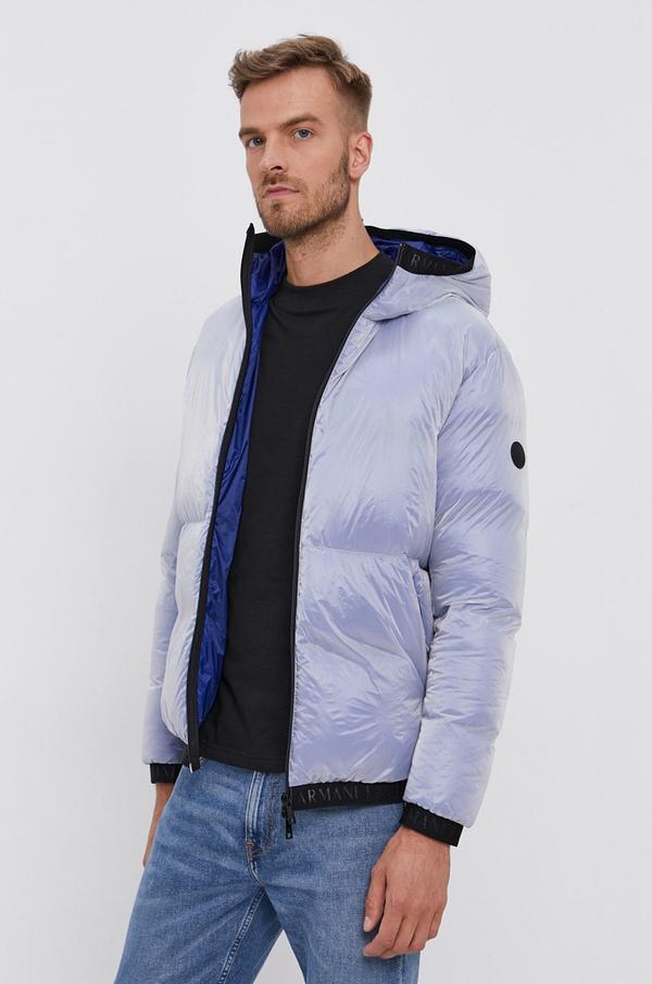 Péřová bunda Armani Exchange pánská, bílá barva, zimní