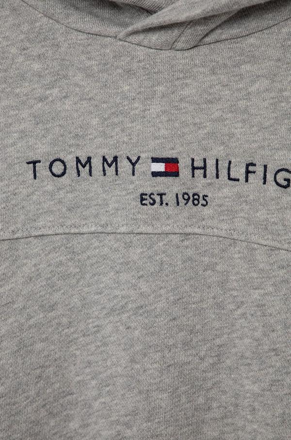 Dětské bavlněné šaty Tommy Hilfiger šedá barva, mini, jednoduché