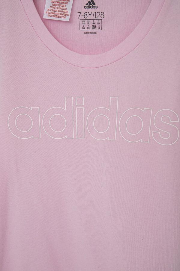 Dětské bavlněné tričko adidas GS0187 růžová barva