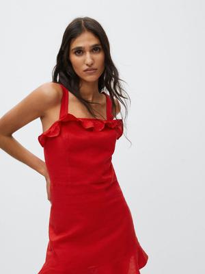 Šaty Mango Gusi červená barva, mini