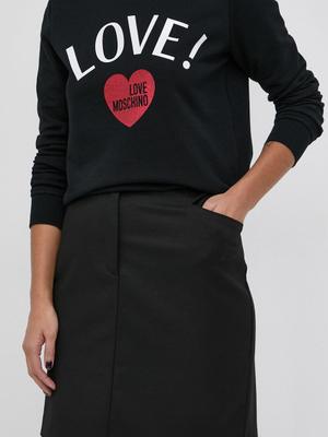 Vlněná sukně Love Moschino černá barva, mini, jednoduchá